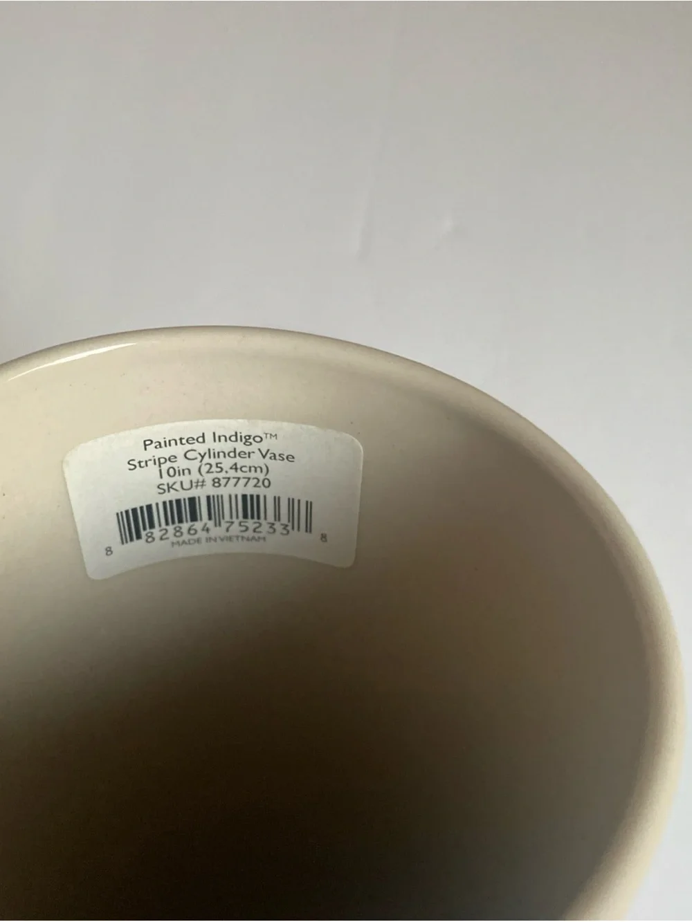 Lenox Blue Indigo Cylinder Vase 10” Painted Striped
